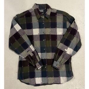 Vintage Company One Valentines Womens M‎ Plaid Flannel Hearts Shirt Embroidered